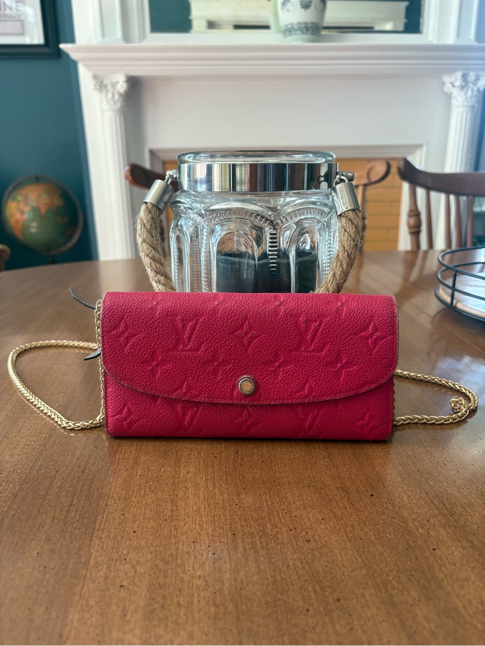 Louis Vuitton Long Wallet Pink Empreinte with Monogram added Chain - Picture 1 of 10